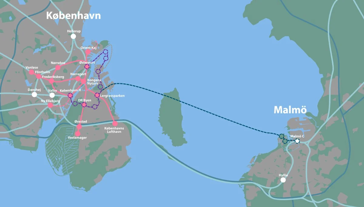 Где Мальме планирует разместить свои первые три станции Копенгагенского метро