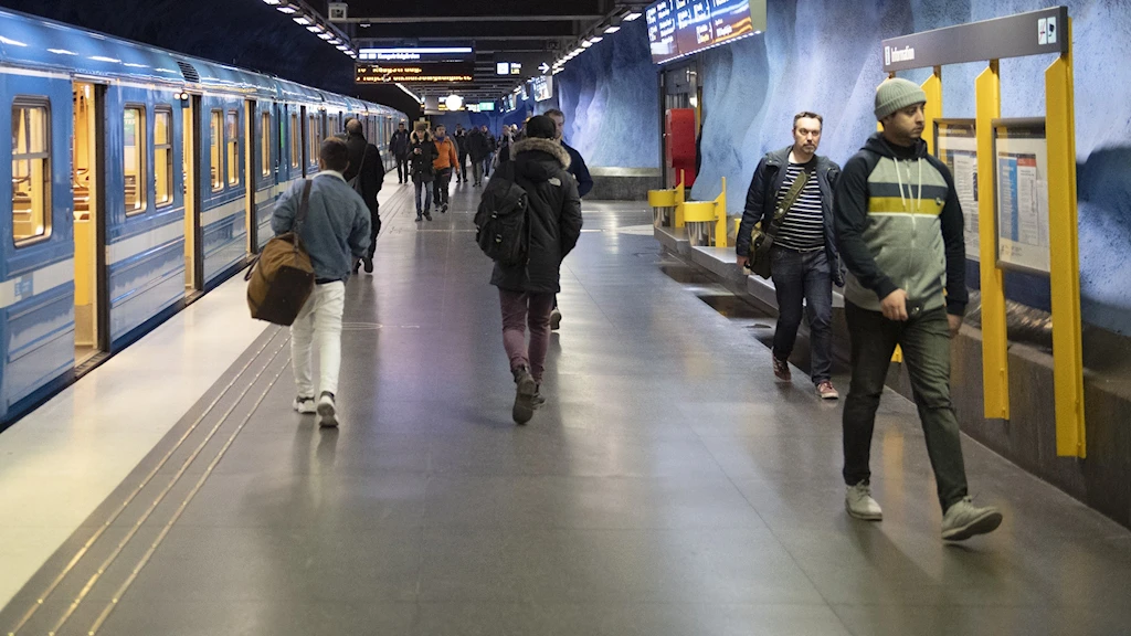 на синей линии Стокгольмского метро