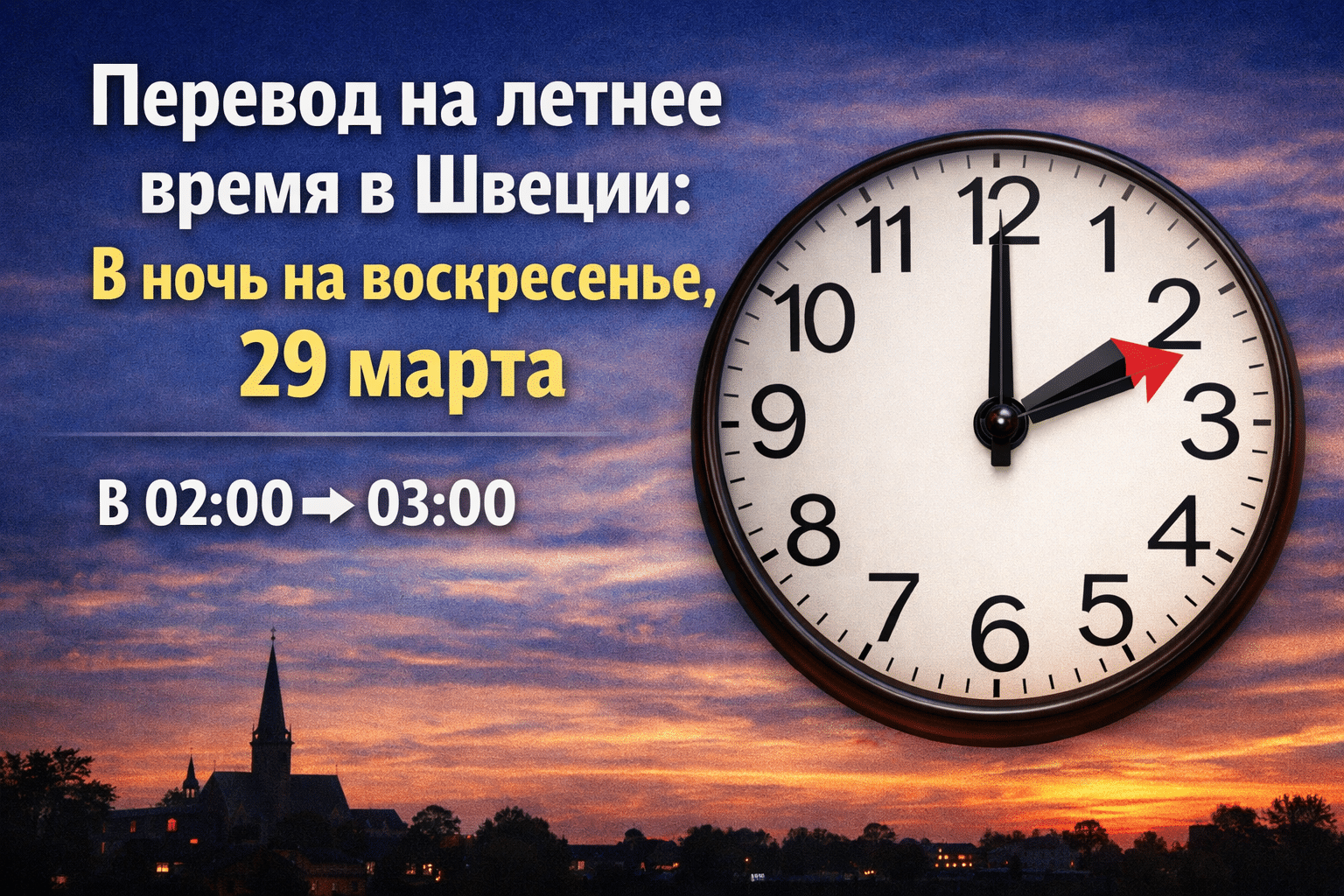 В Швеции переводят часы на летнее время